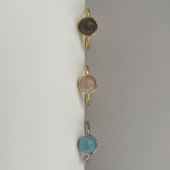 Pink Chalcedony Ring handcrafted in Sterling Silver and available in Gold or a Silver Finish