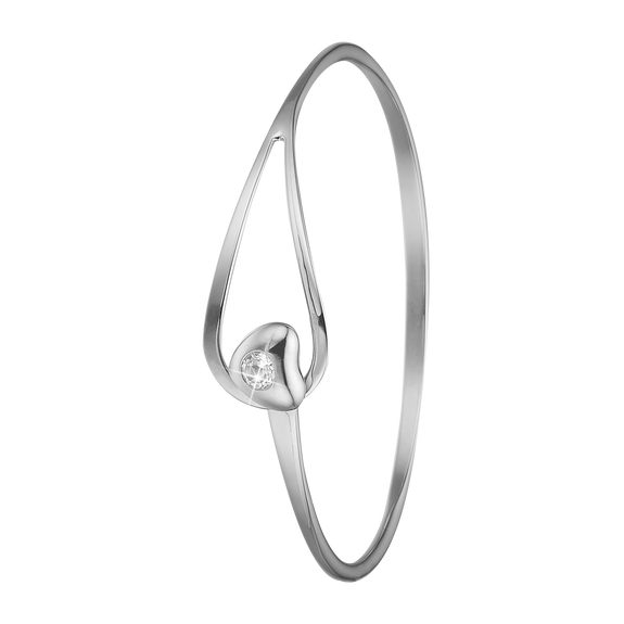 Open Heart Bangle Silver with Gemstones