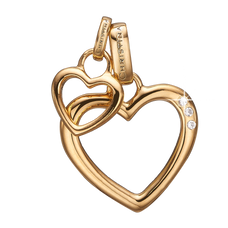 Load image into Gallery viewer, Open Mother Hearts Pendant Gold with Gemstones