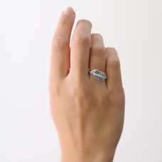 Load image into Gallery viewer, Feather Handcrafted Ring in Sterling Silver and available in Gold or a Silver Finish with Gemstones