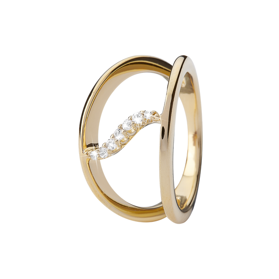 Transverse Waves Handcrafted Ring in Sterling Silver and available in Gold or a Silver Finish with Gemstones