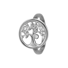 Load image into Gallery viewer, Tree Of Life Ring with Three White Genuine Topaz Gemstones