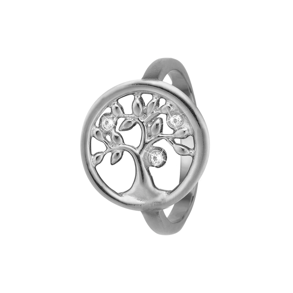 Tree Of Life Ring with Three White Genuine Topaz Gemstones