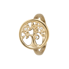Load image into Gallery viewer, Tree Of Life Ring with Three White Genuine Topaz Gemstones