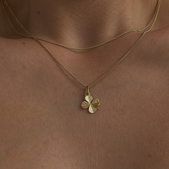 Be Lucky Pendant handcrafted in Sterling Silver and finished with an 18 Gold Plating. Choose the Pendant on its own or with a choice of two lengths of Necklaces. The Necklaces come in two adjustable sizes, a 55cm that can be adjusted down to 40cm and a 90cm that can be adjusted down to 70cm.