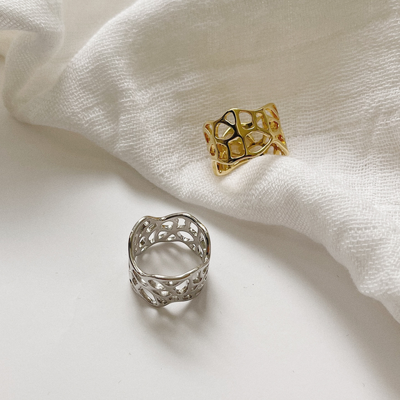 Nature of Light Handcrafted Ring in Sterling Silver and available in Gold or a Silver Finish 