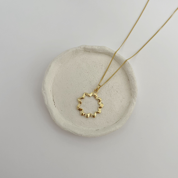 Ocean Waves Pendant with Chain Necklace handcrafted in Sterling Silver and finished with an 18 Gold Plating. Choose the Pendant on its own or with a choice of two lengths of Necklaces. The Necklaces come in two adjustable sizes, a 55cm that can be adjusted down to 40cm and a 90cm that can be adjusted down to 70cm.