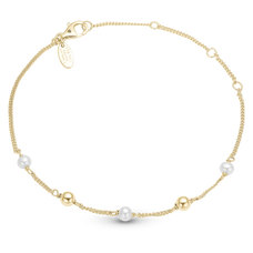 Load image into Gallery viewer, Pearl Spheres Bracelet handcrafted in Sterling Silver and finished with an 18 Gold plating