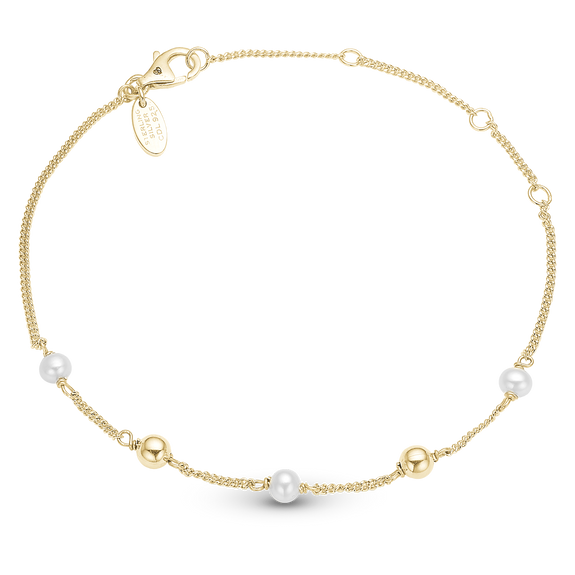 Pearl Spheres Bracelet handcrafted in Sterling Silver and finished with an 18 Gold plating