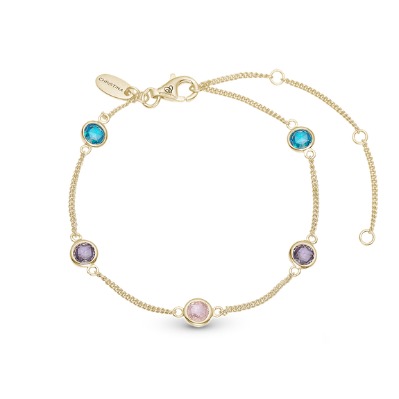 Colourful Champagne Bracelet handcrafted in Sterling Silver and finished with an 18 Gold plating