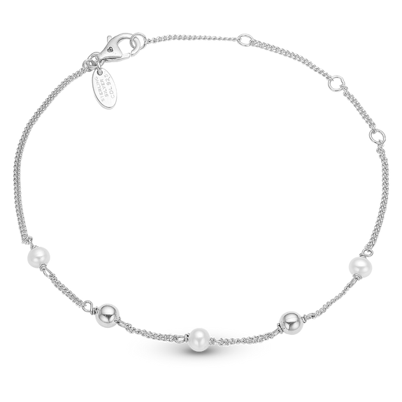 Pearl Spheres Bracelet handcrafted in Sterling Silver and finished with a Rhodium plating