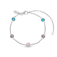 Load image into Gallery viewer, Colourful Champagne Bracelet handcrafted in Sterling Silver and finished with a Rhodium plating