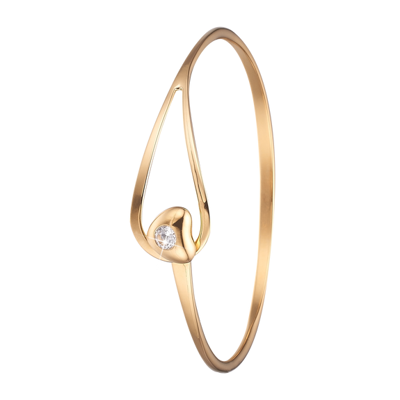 Open Heart Bangle Gold with Gemstones