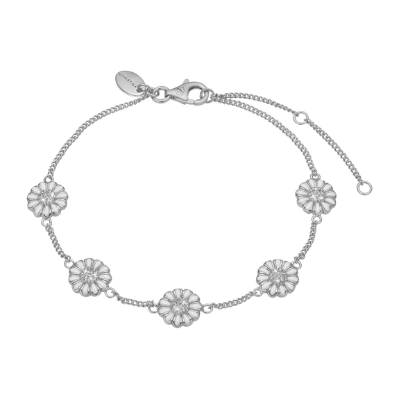 Marguerite Field Bracelet Silver and White with Gemstones
