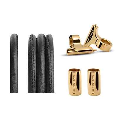 Black Real Leather Wrap Cord Bracelet set Watch with a 18ct Gold Plated T Bar & Lock, a Collect Watch Accessory
