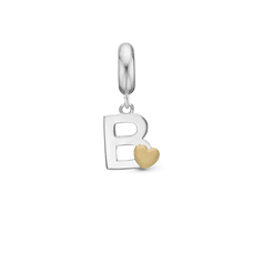 Load image into Gallery viewer, Alphabet - B -  Pendant Charm hancrafted in Sterling Silver and an 18ct Gold heart