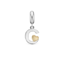 Load image into Gallery viewer, Alphabet - C -  Pendant Charm hancrafted in Sterling Silver and an 18ct Gold heart