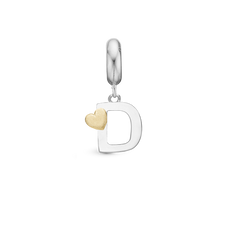 Load image into Gallery viewer, Alphabet - D -  Pendant Charm hancrafted in Sterling Silver and an 18ct Gold heart