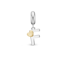 Load image into Gallery viewer, Alphabet - F -  Pendant Charm hancrafted in Sterling Silver and an 18ct Gold heart