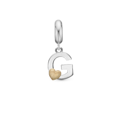 Load image into Gallery viewer, Alphabet - G -  Pendant Charm hancrafted in Sterling Silver and an 18ct Gold heart