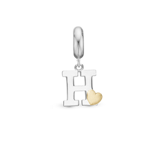 Load image into Gallery viewer, Alphabet - H -  Pendant Charm hancrafted in Sterling Silver and an 18ct Gold heart