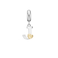Load image into Gallery viewer, Alphabet - J -  Pendant Charm hancrafted in Sterling Silver and an 18ct Gold heart