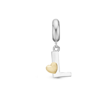 Load image into Gallery viewer, Alphabet - L -  Pendant Charm hancrafted in Sterling Silver and an 18ct Gold heart