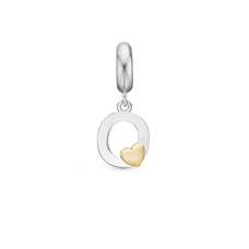Load image into Gallery viewer, Alphabet - O -  Pendant Charm hancrafted in Sterling Silver and an 18ct Gold heart