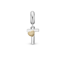 Load image into Gallery viewer, Alphabet - T -  Pendant Charm hancrafted in Sterling Silver and an 18ct Gold heart