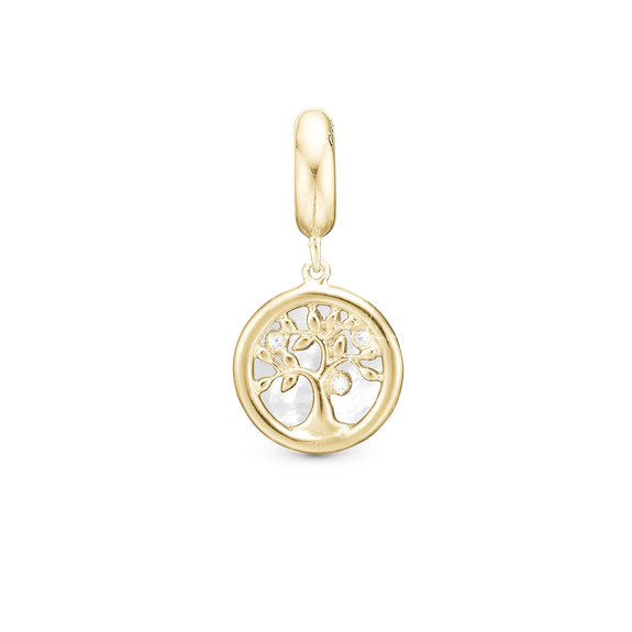 Pearly Tree of Life Pendant Charm handcrafted in Sterling Silver and finished with an 18 ct Gold Plating for charm bracelets.
