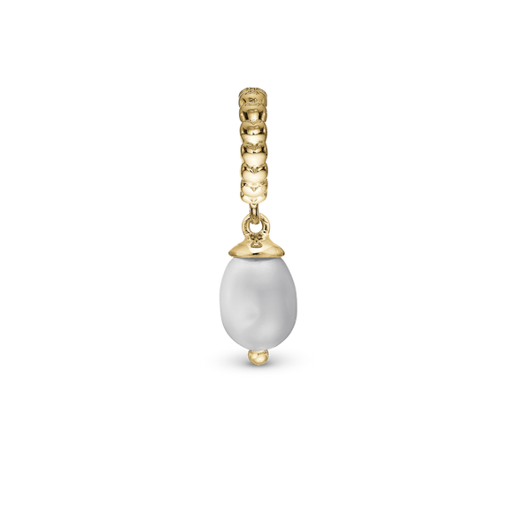 True Pearl Pendant Charm handcrafted in Sterling Silver and finished with an 18 ct Gold Plating for charm bracelets.