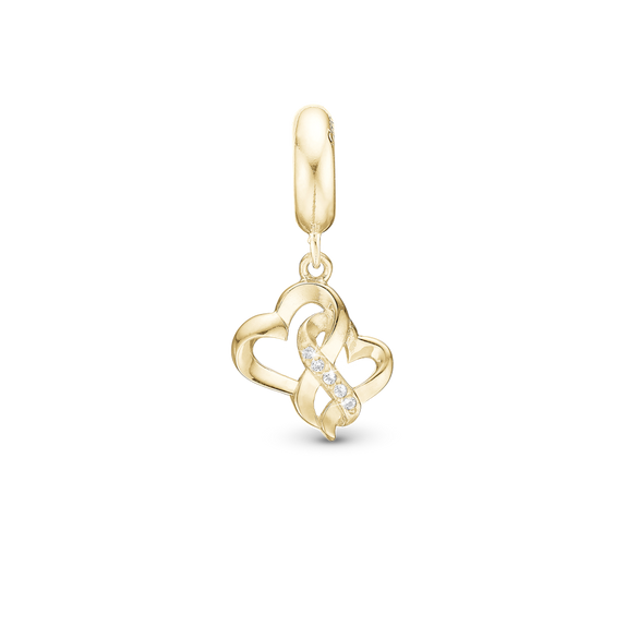 Mothers' True Love Pendant Charm handcrafted in Sterling Silver and finished with an 18ct Gold Plating for charm bracelets.