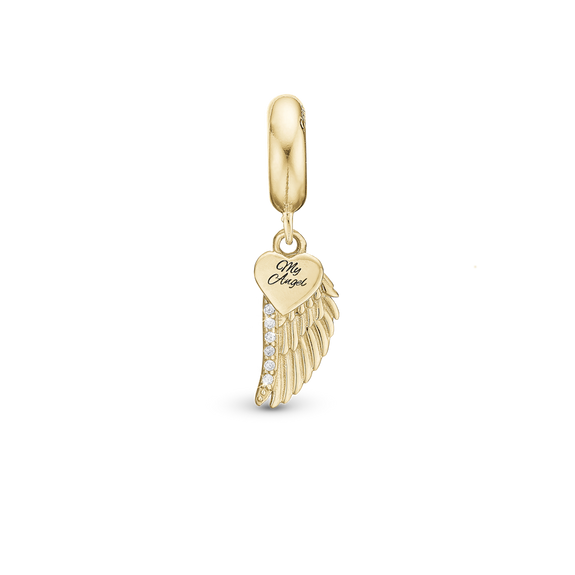 My Angel Pendant Charm handcrafted in Sterling Silver and finished with an 18 ct Gold Plating for charm bracelets.