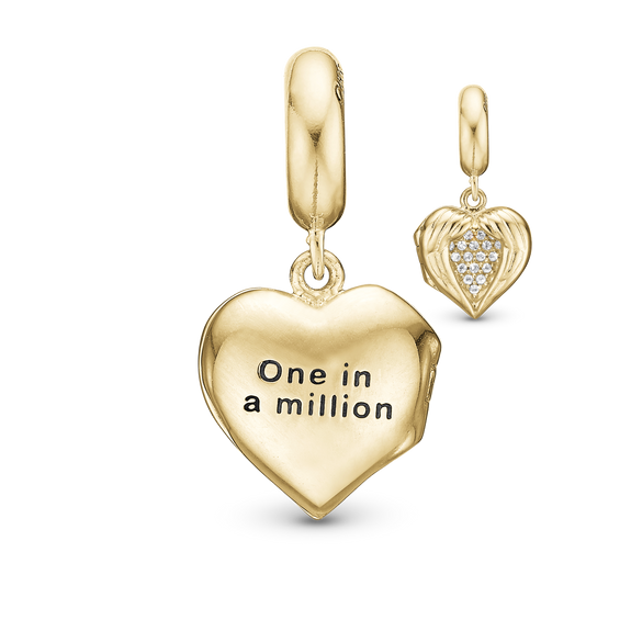 One in a Million Pendant Charm handcrafted in Sterling Silver and finished with an 18ct Gold Plating for charm bracelets.