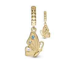 Load image into Gallery viewer, Butterfly - True Pendant Charm handcrafted in Sterling Silver and finished with an 18 ct Gold Plating for charm bracelets.