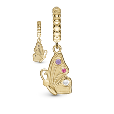 Load image into Gallery viewer, Butterfly - Friend Pendant Charm handcrafted in Sterling Silver and finished with an 18ct Gold Plating for charm bracelets.