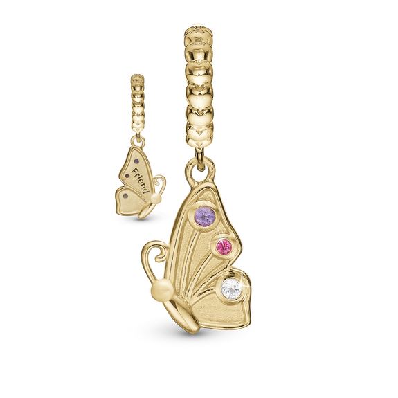 Butterfly - Friend Pendant Charm handcrafted in Sterling Silver and finished with an 18ct Gold Plating for charm bracelets.