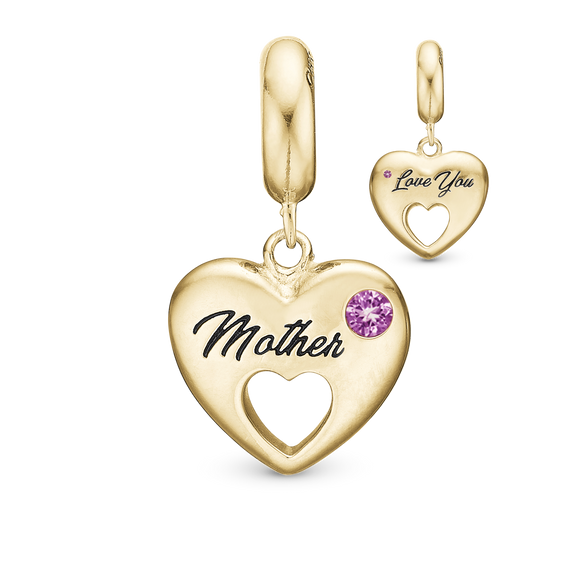 Mother Pendant Charm handcrafted in Sterling Silver and finished with an 18 ct Gold Plating for charm bracelets.