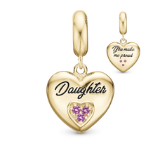 Load image into Gallery viewer, Daughter Pendant Charm handcrafted in Sterling Silver and finished with an 18ct Gold Plating for charm bracelets.
