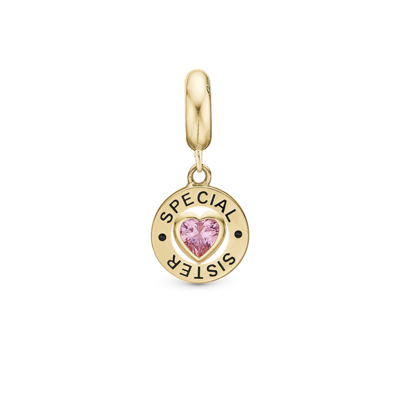 Special Sister Pendant Charm handcrafted in Sterling Silver and finished with an 18 ct Gold Plating for charm bracelets.