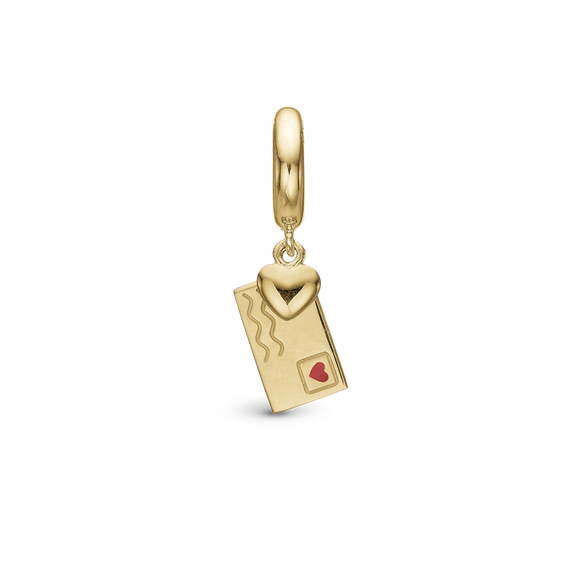 Love Letter Pendant Charm handcrafted in Sterling Silver and finished with an 18ct Gold Plating for charm bracelets.