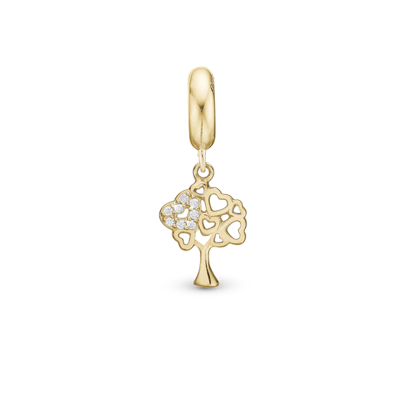 Tree of Hearts Pendant Charm handcrafted in Sterling Silver and finished with an 18 ct Gold Plating for charm bracelets.