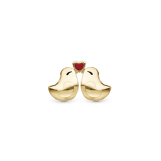 Load image into Gallery viewer, Love Birds Bead Charm handcrafted in Sterling Silver and finished with an 18 ct Gold Plating for charm bracelets.