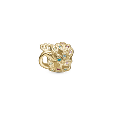 Load image into Gallery viewer, Peacock Bead Charm handcrafted in Sterling Silver and finished with an 18ct Gold Plating for charm bracelets.