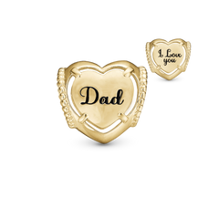 Load image into Gallery viewer, Dad Bead Charm handcrafted in Sterling Silver and finished with an 18 ct Gold Plating for charm bracelets.