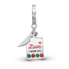 Load image into Gallery viewer, Love Cooking Hanging Charm handcrafted in Sterling Silver for charm bracelets