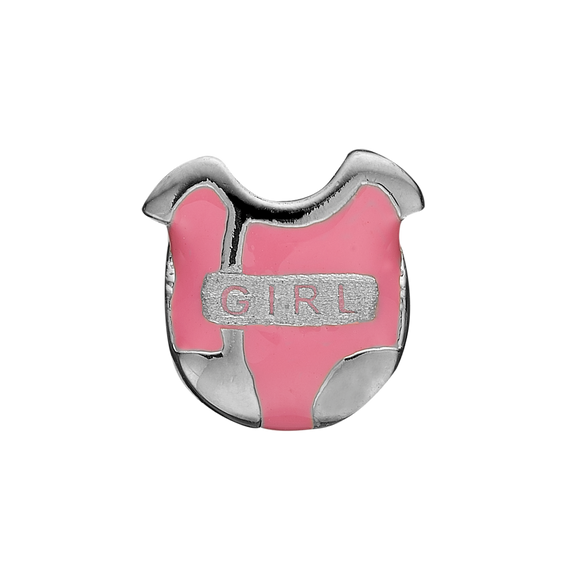 Nothing is as cute and unforgettable as when you hold your new born baby, when you touch those little hands and feet or more addictive than those sweet toothless grins and the announcement of It's a Girl, will stay with you forever and imprinted in your memory. This Sterling Silver charm comes in the shape a pink nappy