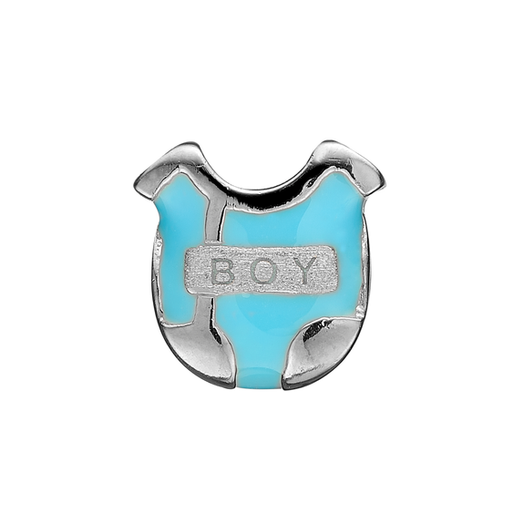 Nothing is as cute and unforgettable as when you hold your new born baby, when you touch those little hands and feet or more addictive than those sweet toothless grins and the announcement of It's a Boy, will stay with you forever and imprinted in your memory. This Sterling Silver charm comes in the shape a blue nappy.