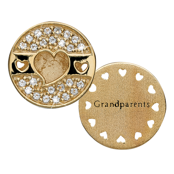 This double sided GrandparentsÕ Love charm is d truly special gift to give to your grandparent or to be given by the grandparent to their favourite grandchild. Handcrafted in 925 Sterling Silver and finished with an 18ct Gold or Rhodium Plating and this beautiful charm is further embellished with twenty five Genuine Topaz Gemstones