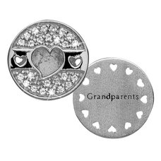 Load image into Gallery viewer, This double sided GrandparentsÕ Love charm is d truly special gift to give to your grandparent or to be given by the grandparent to their favourite grandchild. Handcrafted in 925 Sterling Silver and finished with an 18ct Gold or Rhodium Plating and this beautiful charm is further embellished with twenty five Genuine Topaz Gemstones